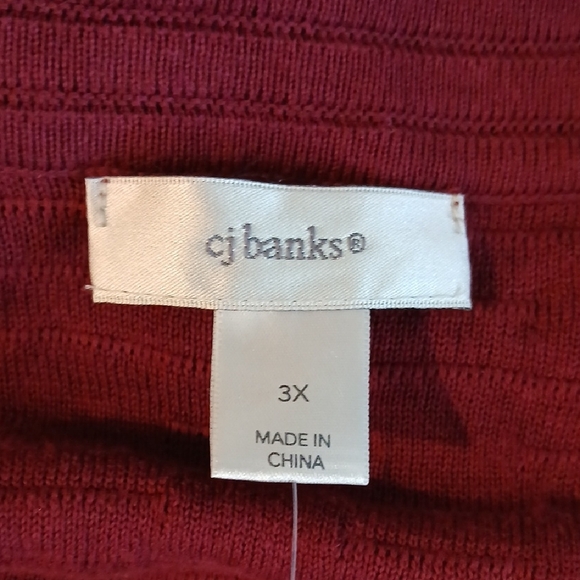 CJ Banks Open-Front Textured Cardigan - Burgundy Wine - Picture 4 of 4